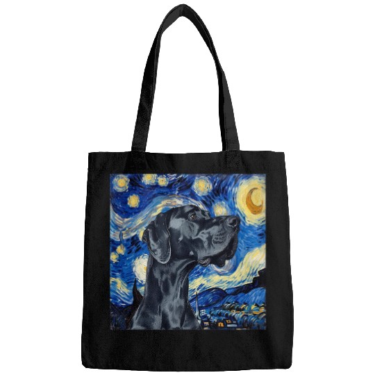 Great Dane Dog Van Gogh Style Starry Night Bags