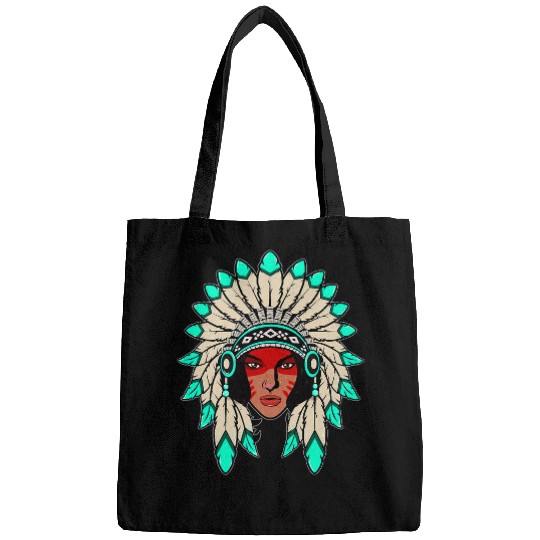 Indian Native American Warrior Woman With Headdress Bags