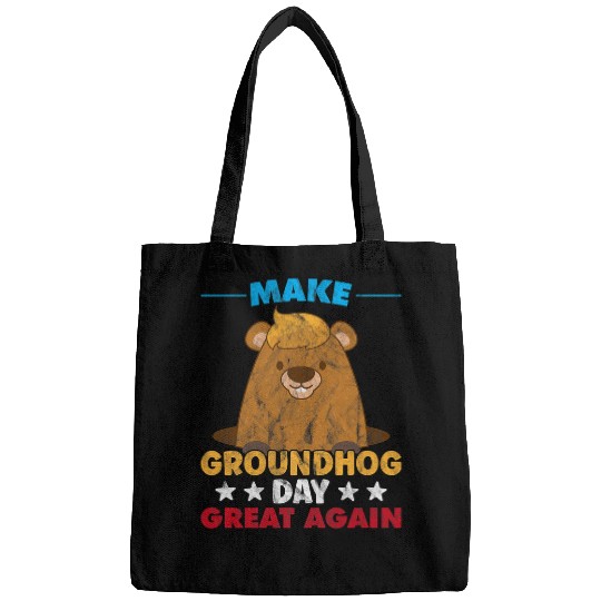 Lacrosse Gift Make Groundhog Day Great Again Woodchuck Shadow Animal Bags