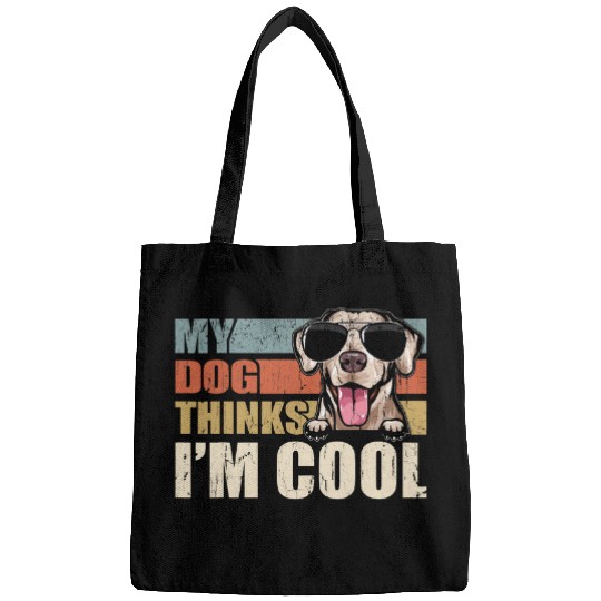My Dog Thinks Im Cool Rhodesian Ridgeback Funny Retro Dad Bags