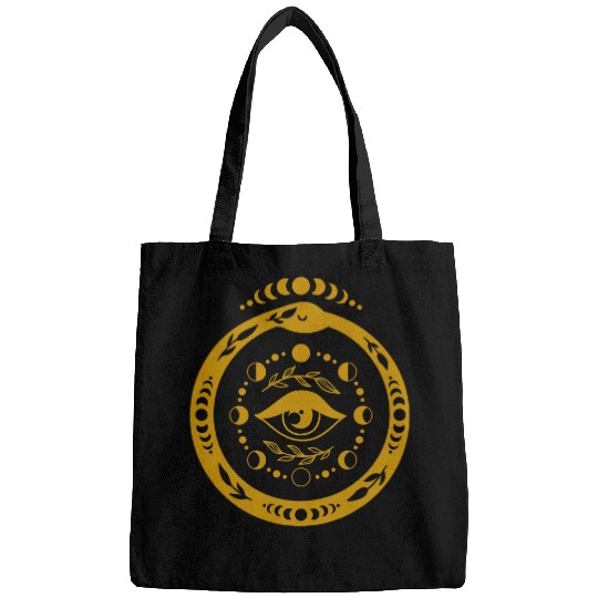 Circular Snake Dark Art Aesthetic Grunge Symbol Occult Pagan Bags