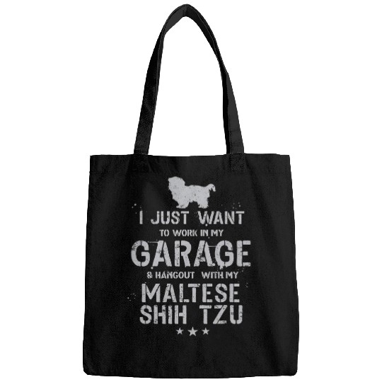 Dog Maltese Funny Maltese Shih Tzu Dad Garage Men Hang Bags