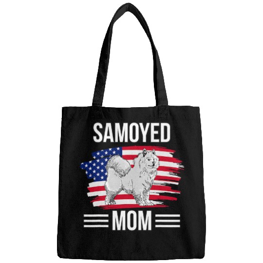 Dog Samoyed USA Flag 4th Of July Mothers Day Merica Samoyed Mom Bags