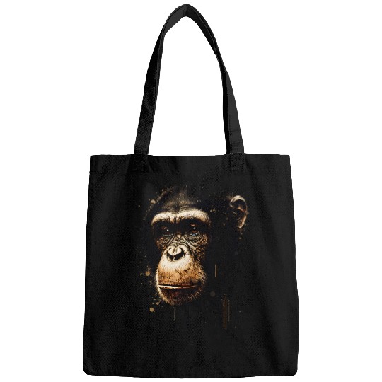 Chimpanzee Monkey Portrait Bags