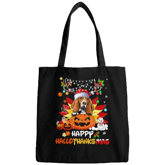 Dog Basset Hound Halloween And Merry Christmas 267 Bags
