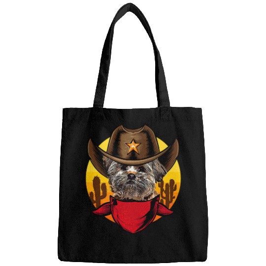 Funny Lhasa Apso Dog Country Music Cowboy Bags