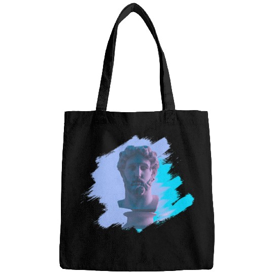 Greek God Statue Synthwave Art Vaporwave Bags