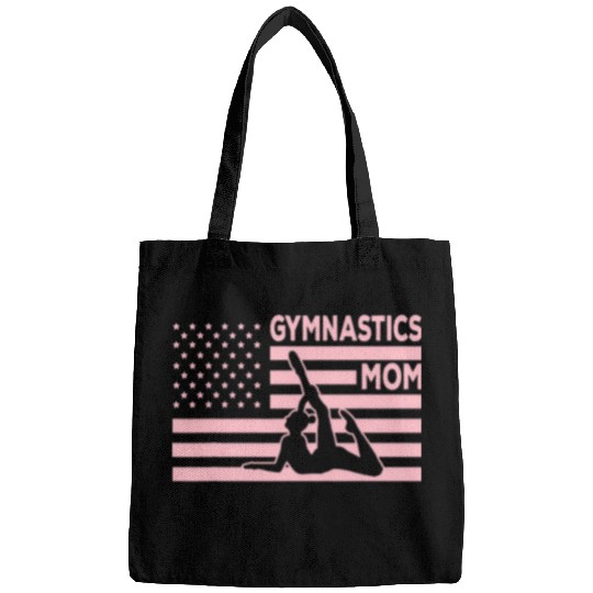 Funny Pink Gymnastics Mom American Flag Gymnastic Mother Bags