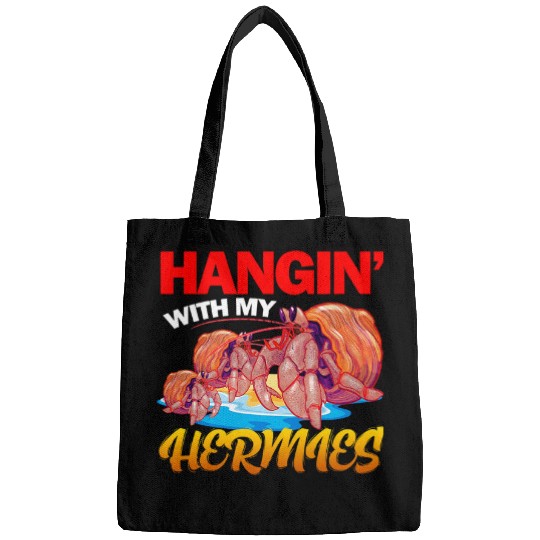 Hangin With My Hermies Funny Hermit Crab Art Bags