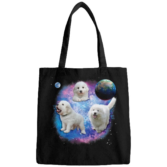 Great Pyrenees Puppies Flying in Space Funny Great Pyrenees Bags