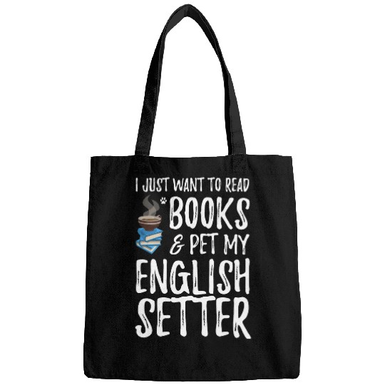 English Setter Avid Book Reader Book Funny Dog Mom T Bags