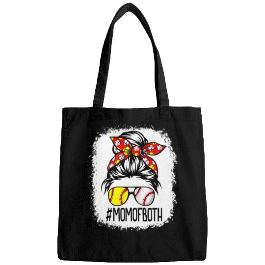 Messy Bun Mom Of Both Softball Baseball Bleached Mothers Day Bags