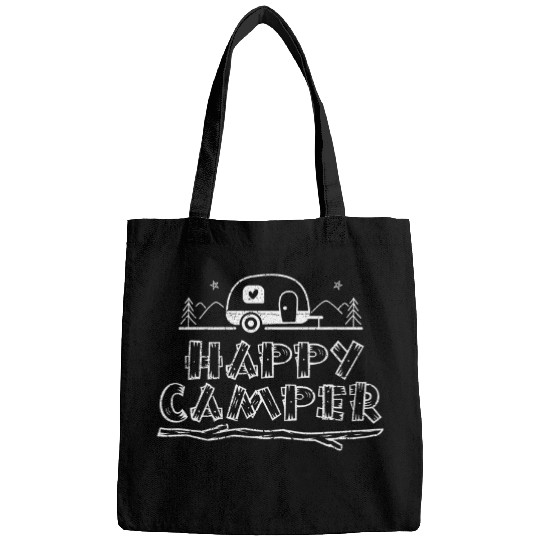 Happy Camper Camping for Hikers Distressed Style Bags