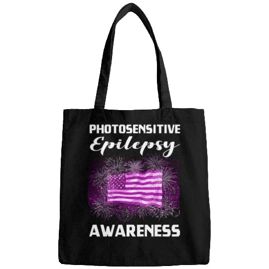 Epilepsy Fireworks Purple Awareness 4th Of July USA Flag Bags
