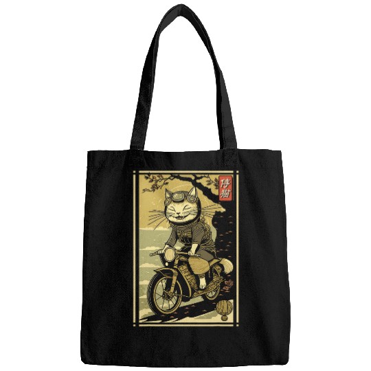 Japanese Samurai Cat on Motorcycle Kawaii Ninja Cat 21 Bags