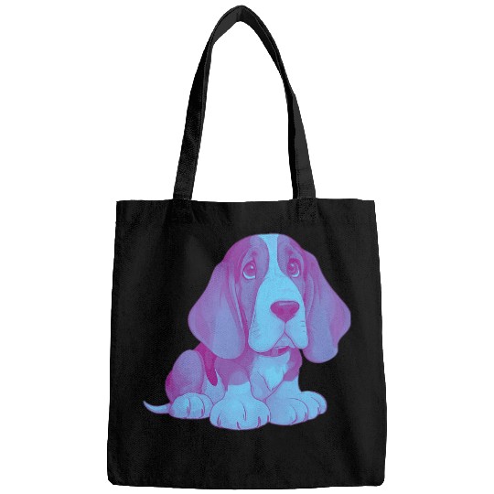 Cute Happy Basset Hound Dog Cartoon Dog to Fall in Love 1 Bags