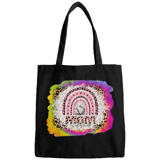 Mothers Day Baseball Mom Leopard Softball Bleached TieDye Bags