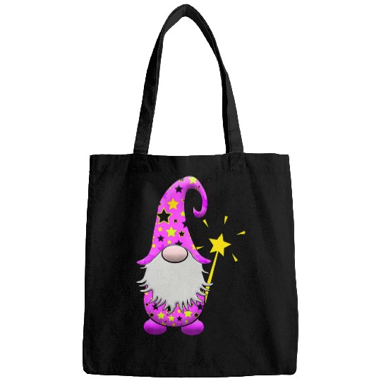Cute Wizard Gnome Magician Magic Wand Stars Purple Bags