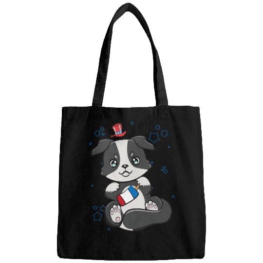 Border Collie Ice Cream Cute Anime Patriotic USA Flag Bags