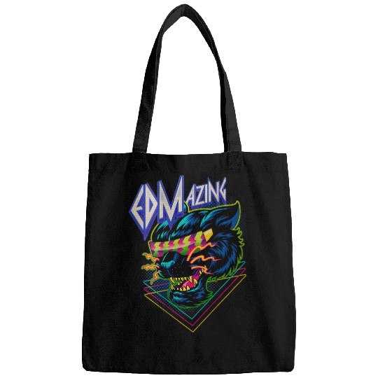 EDMazing EDM Amazing EDM Pun Raver Rap DJ Acid ART ON BACK Bags