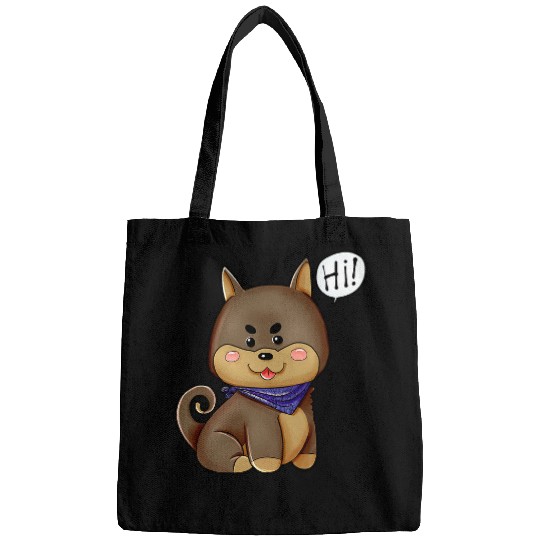 GSD Chibi Kawaii German Shepherd Dog Say Hi 2 German Shepherd Dog Dog Bags