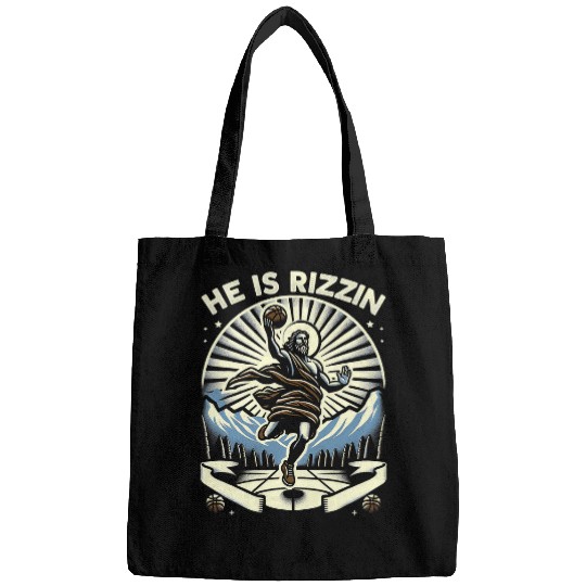 He Is Risen Rizzin Easter Jesus Christian Faith Basketball Bags