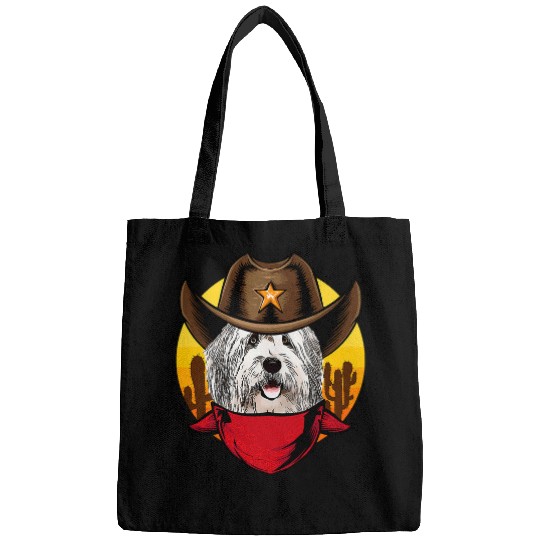 Funny Old English Sheepdog Dog Country Music Cowboy Bags