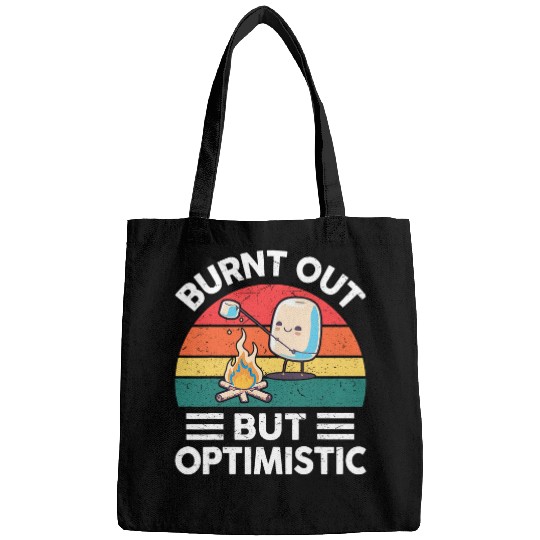 Happy Camper Burnt Out But Optimistic Marshmallow Camping Bags