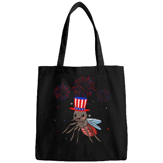 Mosquito Graphic Red White Blue Fireworks Decor 4th Of July Bags