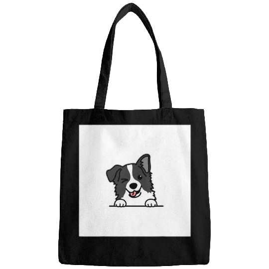 Cute Border Collie Dog Puppy Black and White Dog Lovers Bags