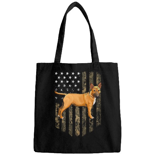 Camo American Flag Miniature Bull Terrier 4th Of July USA Bags