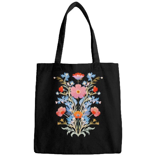 Cottagecore Wildflowers Botanical Folk Art Scandinavian Bags