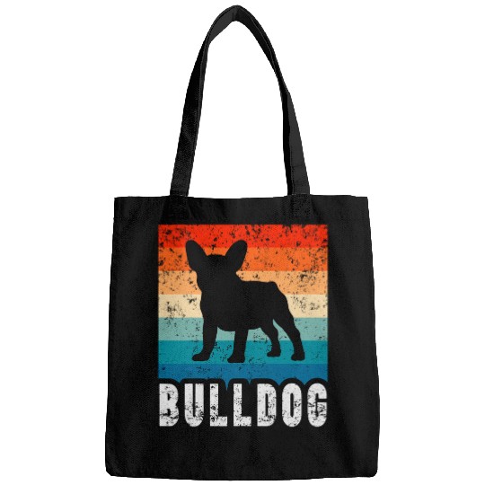 French Bulldog Retro Stripes vintages Silhouette Dog Lovers Bags