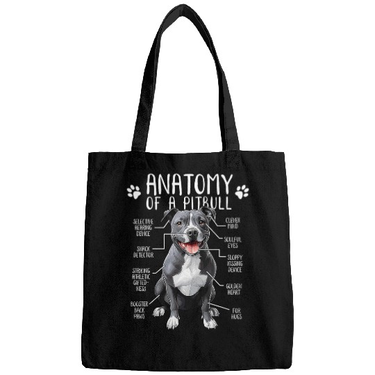 Funny Anatomy Pitbull Dog Cute Pittie Lover Pit Bull Owner Bags