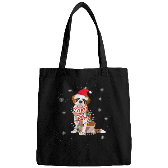 Cute Saint Bernard Christmas Dog Lights Cute Christmas Bags