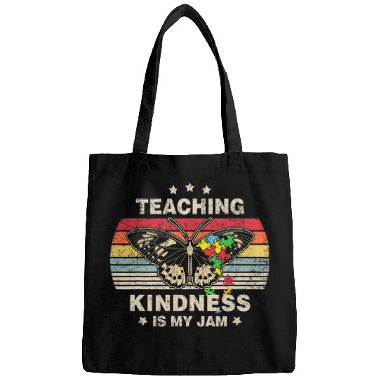 Teaching Kindness Is My Jam Inspirational Positive Butterfly Bags