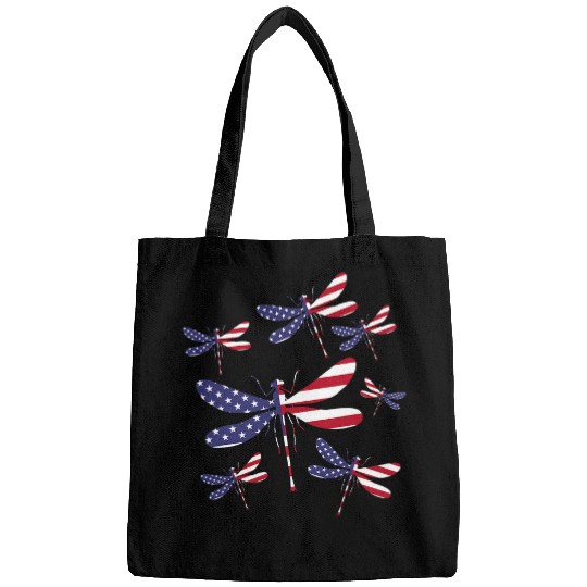 Patriotic Usa 4th Of July   Flag Dragonfly Lover Bags