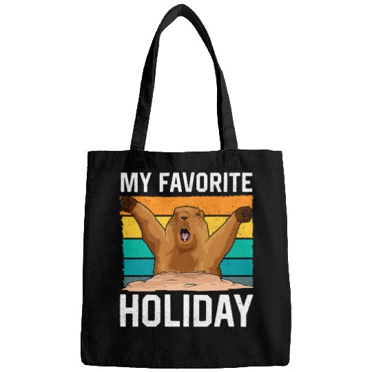 The Groundhog Day My Favorite Holiday Woodchuck Funny Marmot Bags