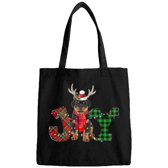 Joy Christmas Lights Rottweiler Dog Santa Hat Pajama Bags