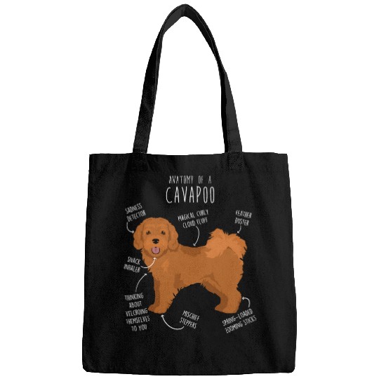 Cavapoo Dog Anatomy Cute Funny Red Cavoodle Pet Mom Dog Dad Bags