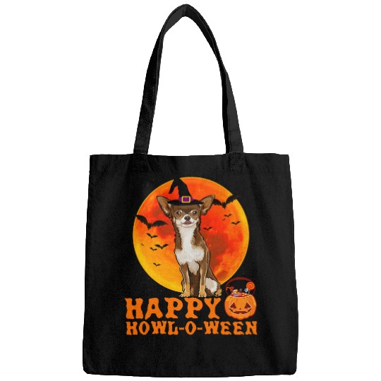 Funny Brown Chihuahua Dog Halloween Happy Howloween Bags