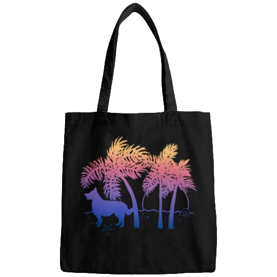 Border Collie Ombre Beach Sunrise Bags