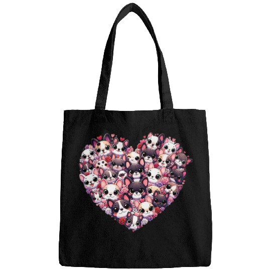 French Bulldog Love Shape Frenchie Dog Lover Valentines Day Bags
