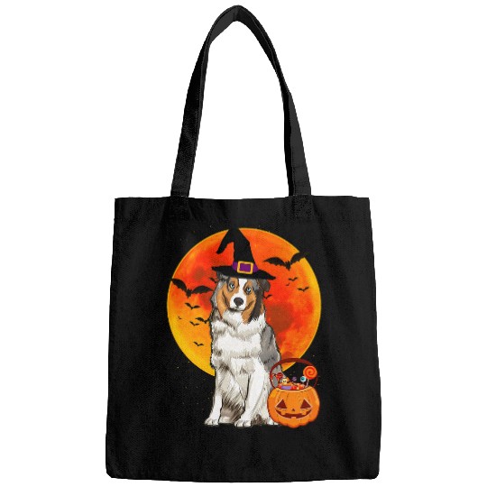 Dog Halloween Australian Shepherd Jack O Lantern Pumpkin Bags