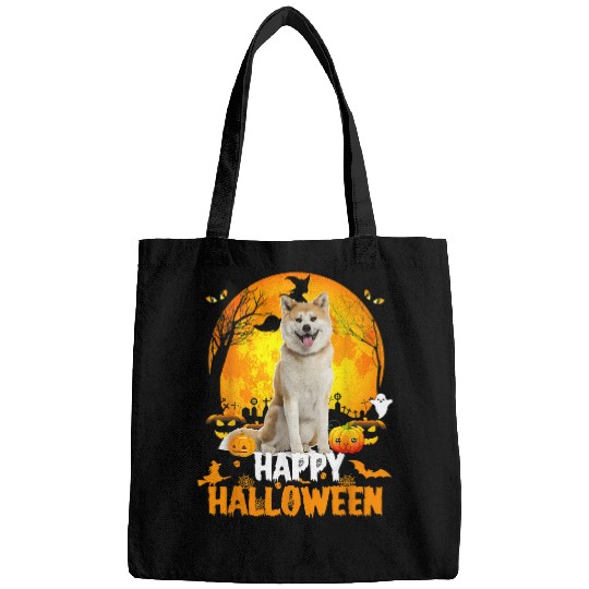 Dog Shiba Inu Happy Halloween Day With the Moon And Pumpkin 123 Bags
