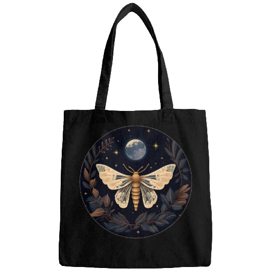 Moth Full Moon Witch Art Bags
