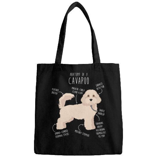 Cavapoo Dog Anatomy Cute Funny Cream White Cavoodle Pet Mom Bags