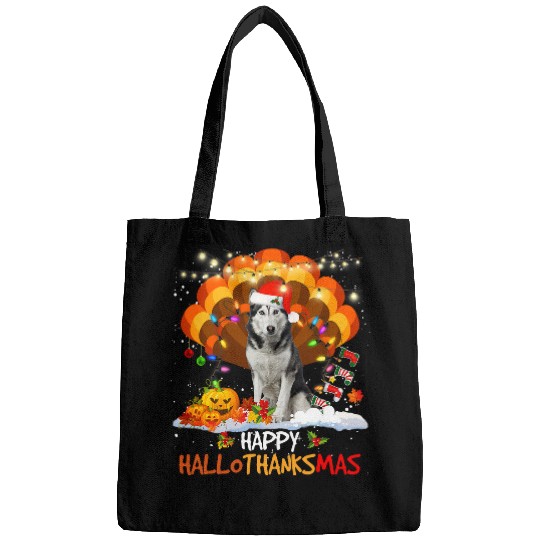 Dog Husky Sibir Hallothanksmas Halloween Thanksgiving Christmas Bags