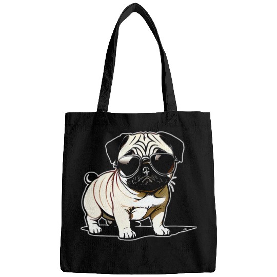 Cool Pug Dog with Sunglasses Bags