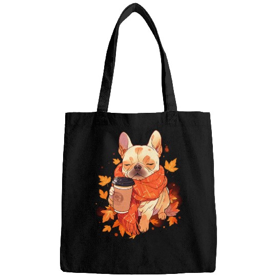 French Bulldog Fall Autumn Pumpkin Spice Latte Frenchie Dog Bags